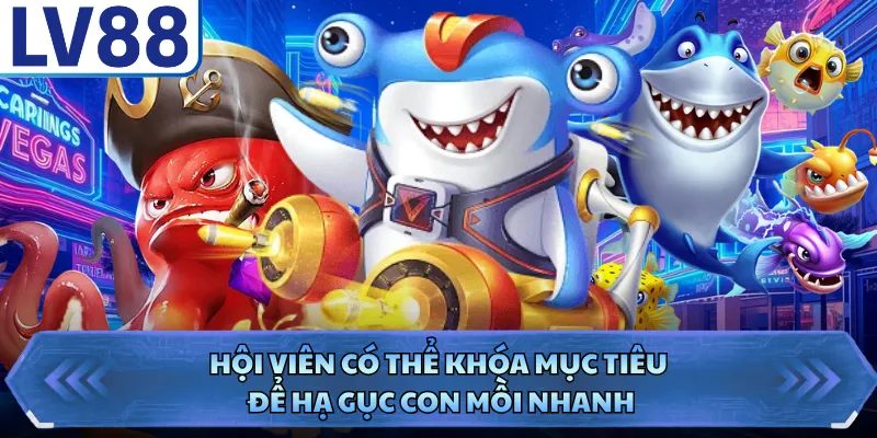 Bắn Cá Hải Tặc LV88 - Khám Phá Kho Báu Đại Dương 2026 2 Hội viên có thể khóa mục tiêu để hạ gục con mồi nhanh